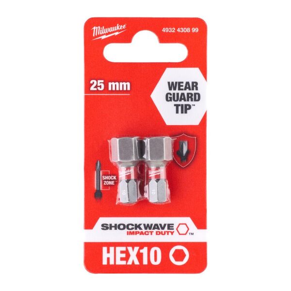 BITS SHOCKWAVE HEX10X25MM 2P , Milwaukee - Bilde 2
