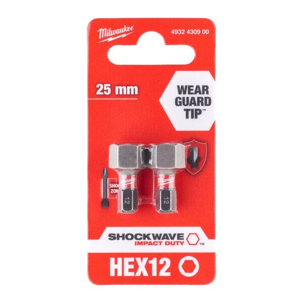 BITS SHOCKWAVE HEX12X25MM 2P , Milwaukee - Bilde 2