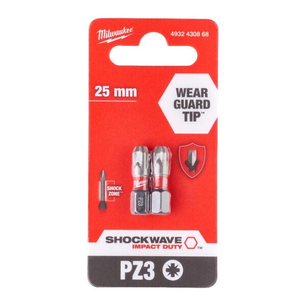 BITS SHOCKWAVE PZ3X25MM 2P , Milwaukee - Bilde 2