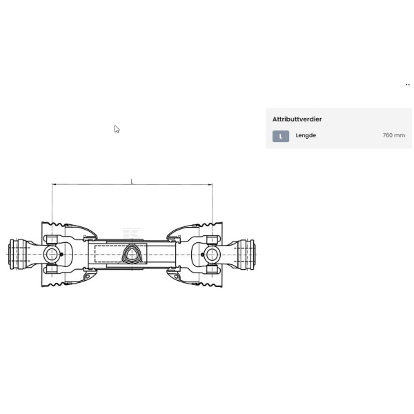 Kraftoverføringsaksel PTO Nr.2/T20  - 760 mm, Comer - Bilde 2