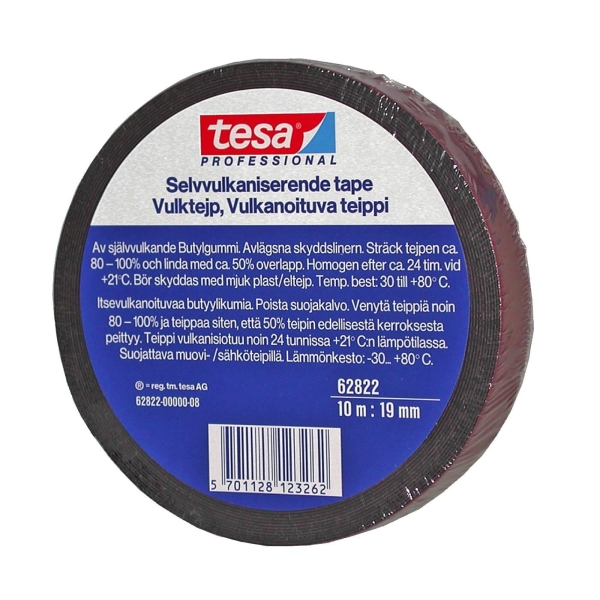 Vulketeip 62822 19 Mm X 10 Mtr Svart, Tesa