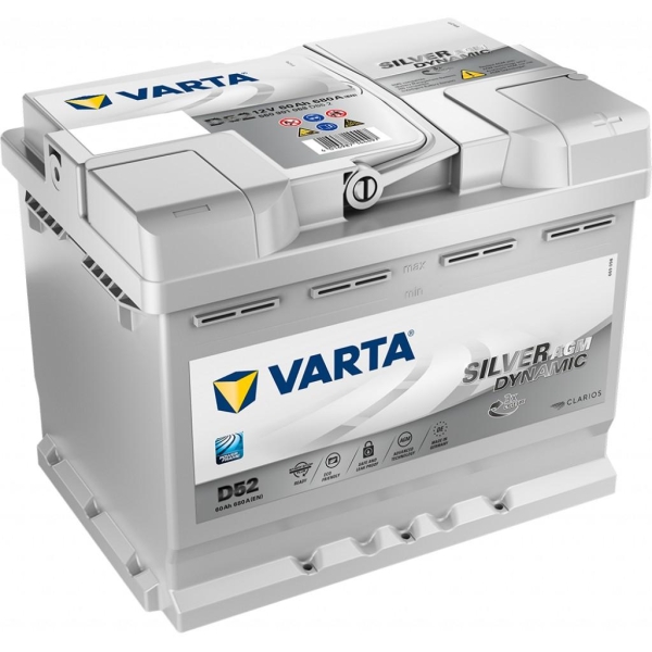 Varta Silver Dynamic Agm Batteri 12V 60Ah 680Cca (242X175X190/190Mm) +Høyre D52