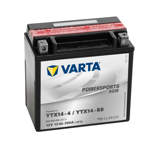Varta Agm Mc Batteri 12V 12Ah 200Cca Ytx14-Bs (Ytx14-4)