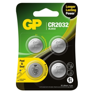Knappcellebatteri CR2032 Lithium 4 stk, GP