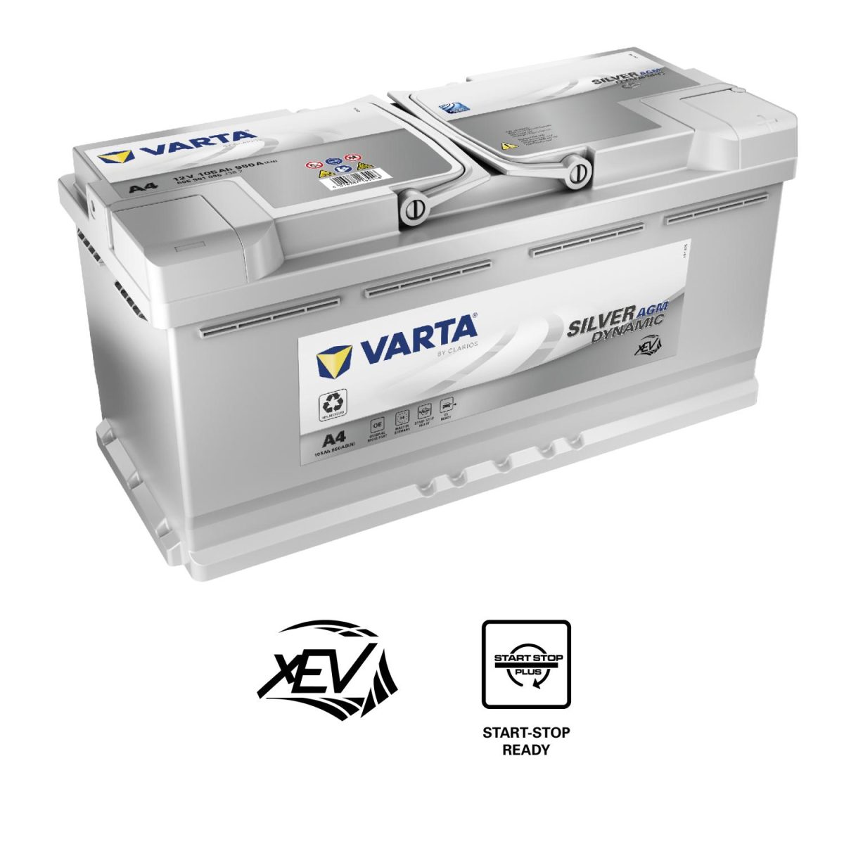 VARTA Silver Dynamic AGM Batteri 12V 105AH 950CCA (394x175x190/190mm) +høyre A4