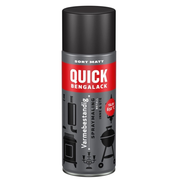 Quick Vamebestandig Spraylakk Sort Matt -400 Ml