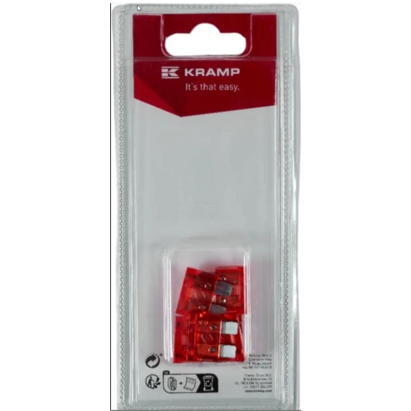 Flatsikring 10A x 20 mm - 6 stk, Kramp