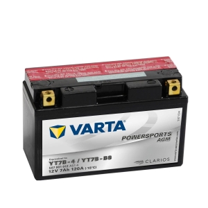 Varta AGM MC Batteri 12V 7AH 120CCA (150x66x94mm) + venstre YT7B-BS