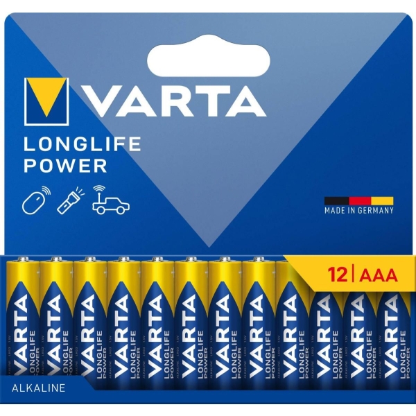 Batteri Longlife Power LR03 AAA, 12 stk, Varta