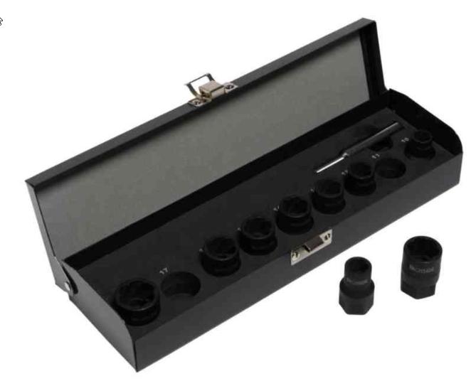 Bolt- og skrueuttrekkersett 1/2" utvendig, 10 deler, Ironside