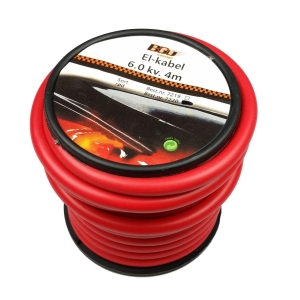 Kabel 6 mm² Rød - 4 mtr., Bgu