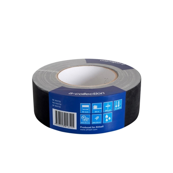 Lerretsteip svart 50 mm, 50 mtr, Al-Collection