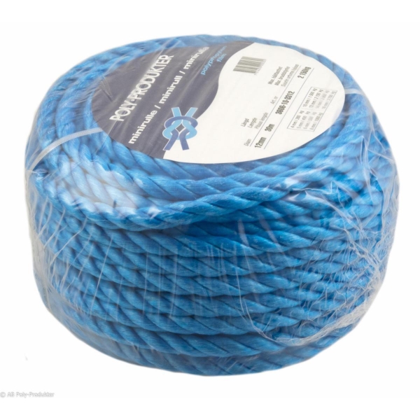 Tauverk 6 mm x 30 mtr. Polypropylen 3-slått