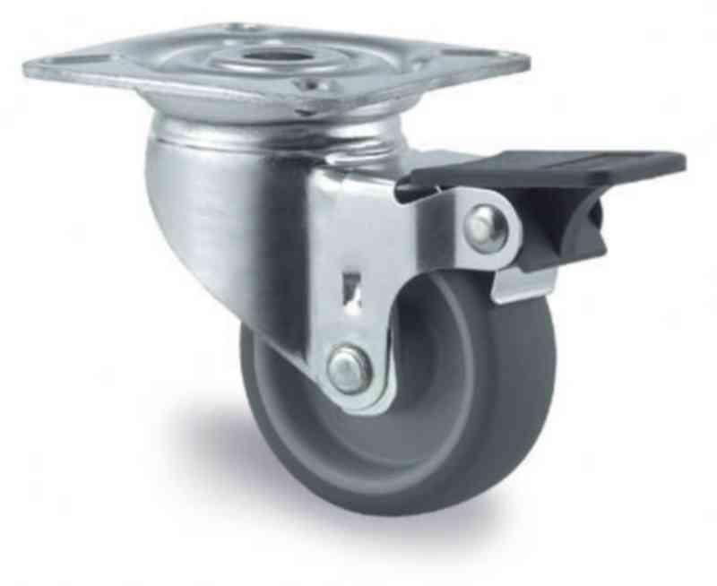 Svinghjul m/brems 75 mm glidelagret, Tente