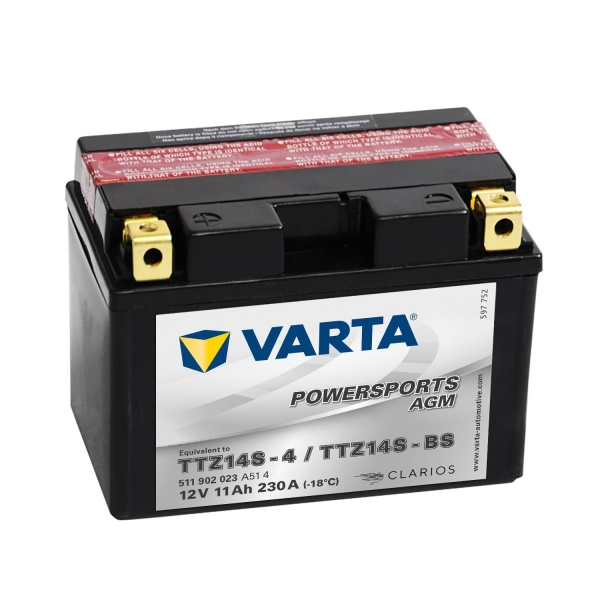 Varta Agm Mc Batteri 12V 11Ah 230Cca Ttz14S-Bs (Ttz14S-4)