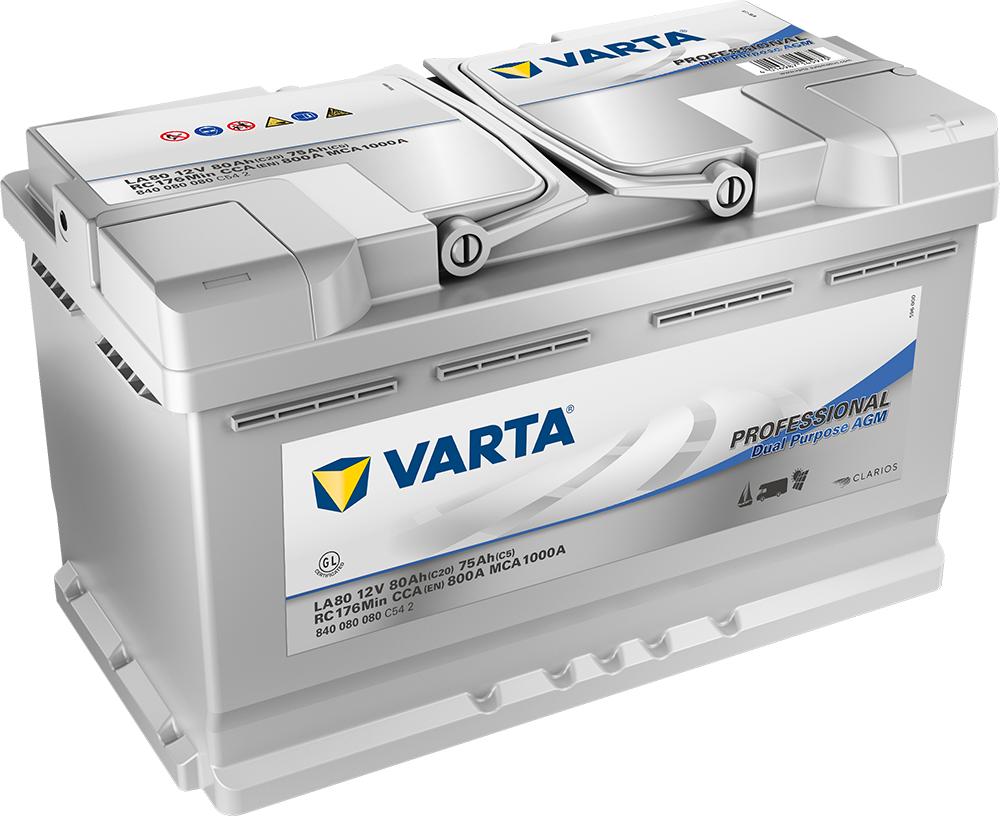 VARTA Fritidsbatteri AGM Batteri 12V 80AH 800CCA (315x175x190/190mm) +høyre LA80