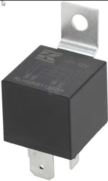 Strømrelé 12V, normalt åpent, 70A, med motstand, med holder