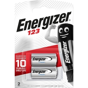 Batteri Lithium Energizer Photo CR123 3 volt, 2 stk, Energizer
