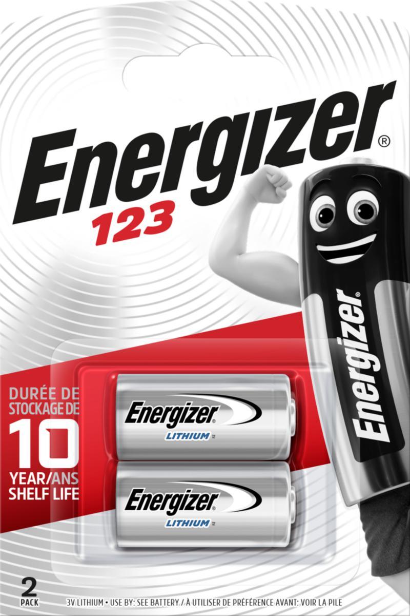 Batteri Lithium Energizer Photo CR123 3 volt, 2 stk, Energizer