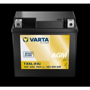 Varta Startbatteri AGM MC Batteri 12V 4AH 75CCA (113x70x105mm) +høyre TX5L (FA)